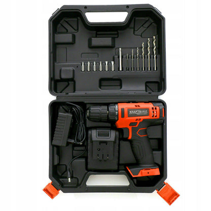 Set masina insurubat si gaurit cu acumulator 18V, include burghie, biti si cutie depozitare, POLSKI K1572, Poza9