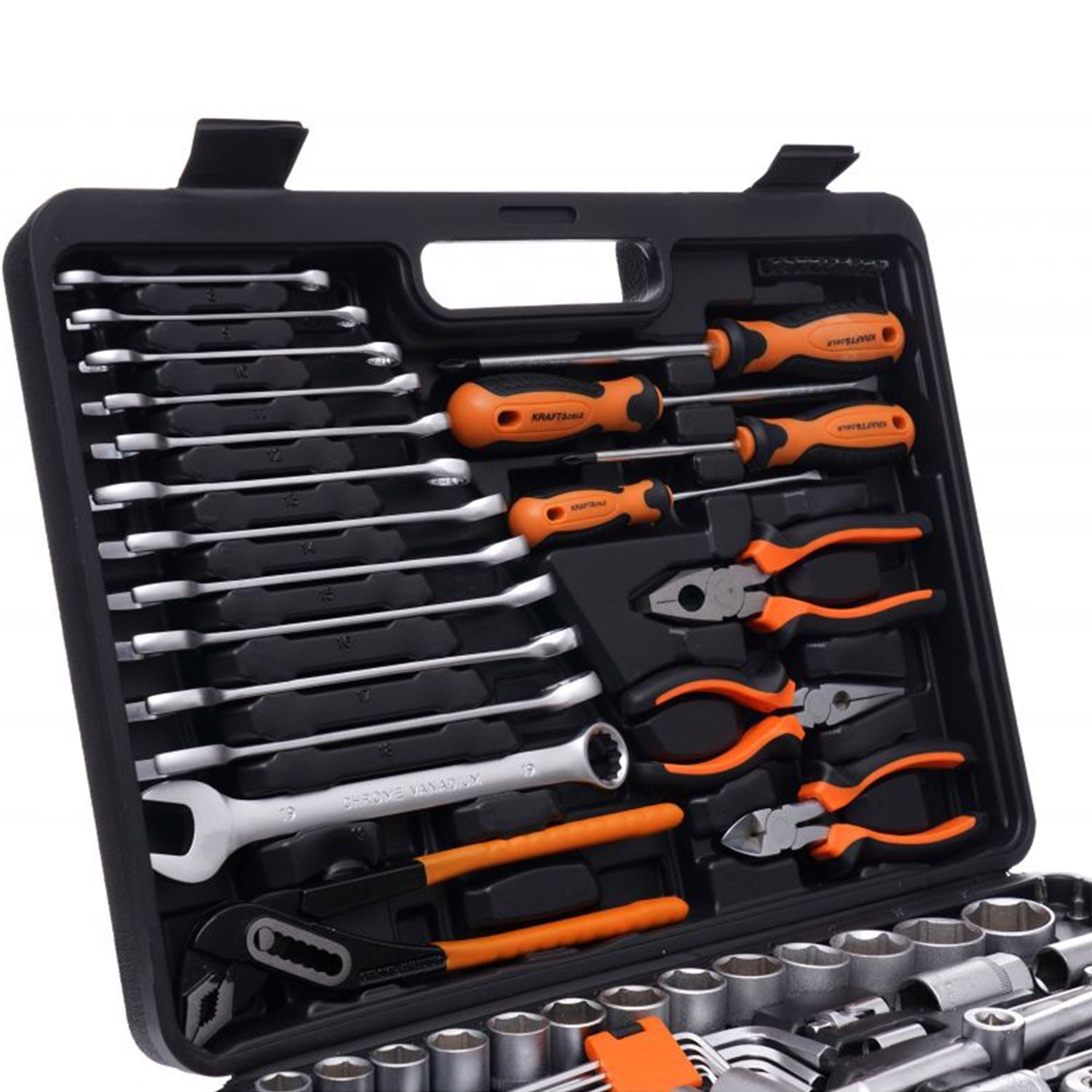 Trusa scule POLSKI K309, 122 elemente, cutie depozitare inclusa