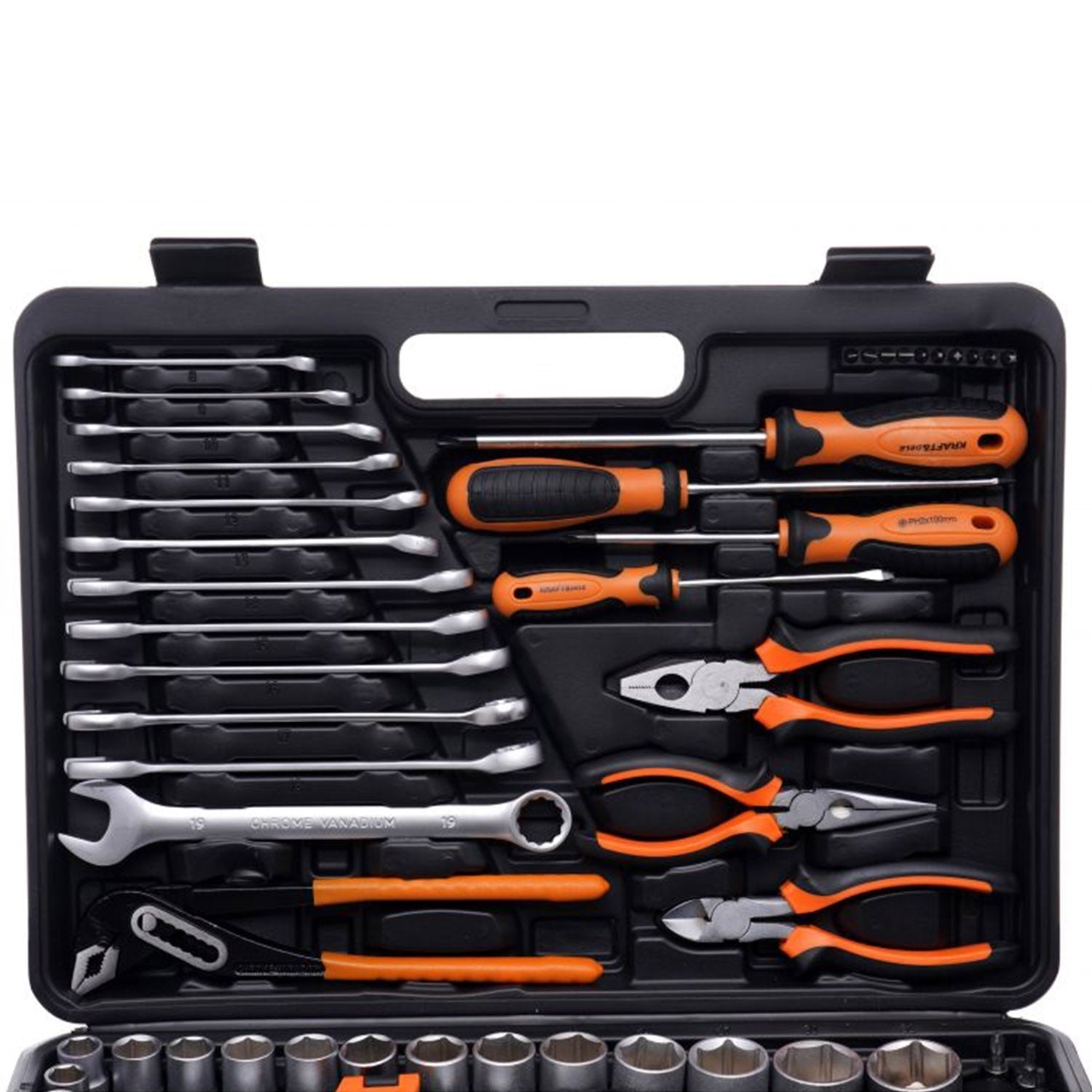 Trusa scule POLSKI K309, 122 elemente, cutie depozitare inclusa