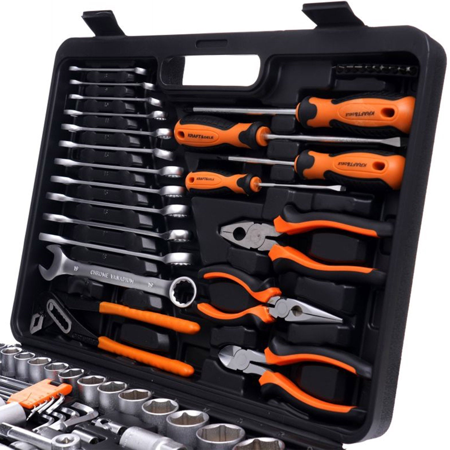 Trusa scule POLSKI K309, 122 elemente, cutie depozitare inclusa