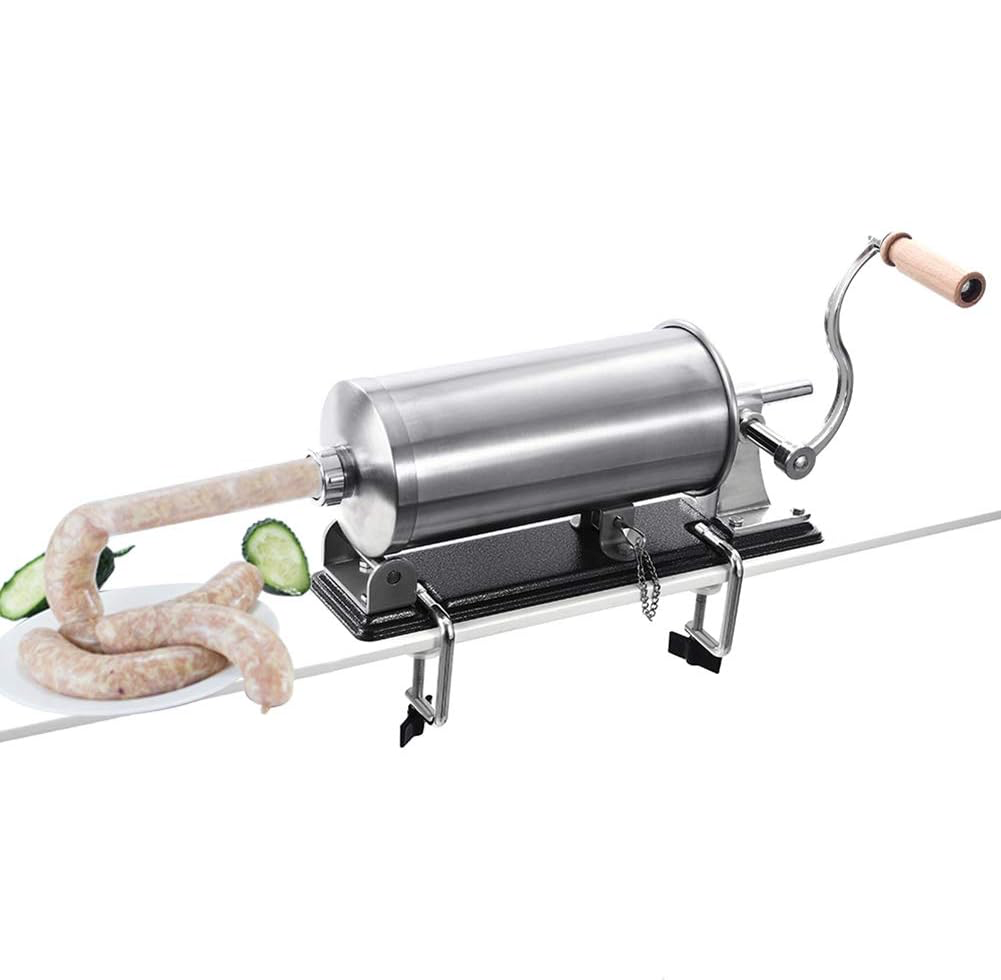 MICUL MACELAR Recomanda - Masina 4KG de umplut carnati si mezeluri, pozitie orizontala, EASY-FILL, 5xPâlnii incluse