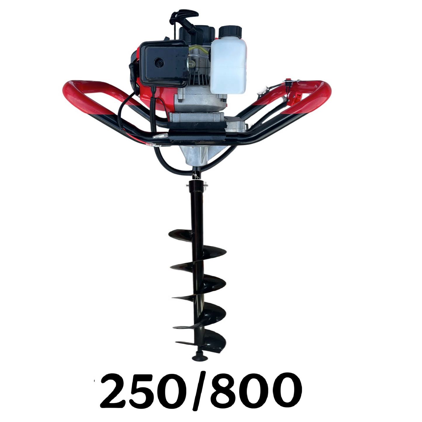 SET Motoforeza Pamant DEZMAN BLACK-RED-ED430-6CP tip Motoburghiu cu motor benzina 2 Timpi, + MANER ROTIRE MANUALA, + Burghiu Pamant 250MM