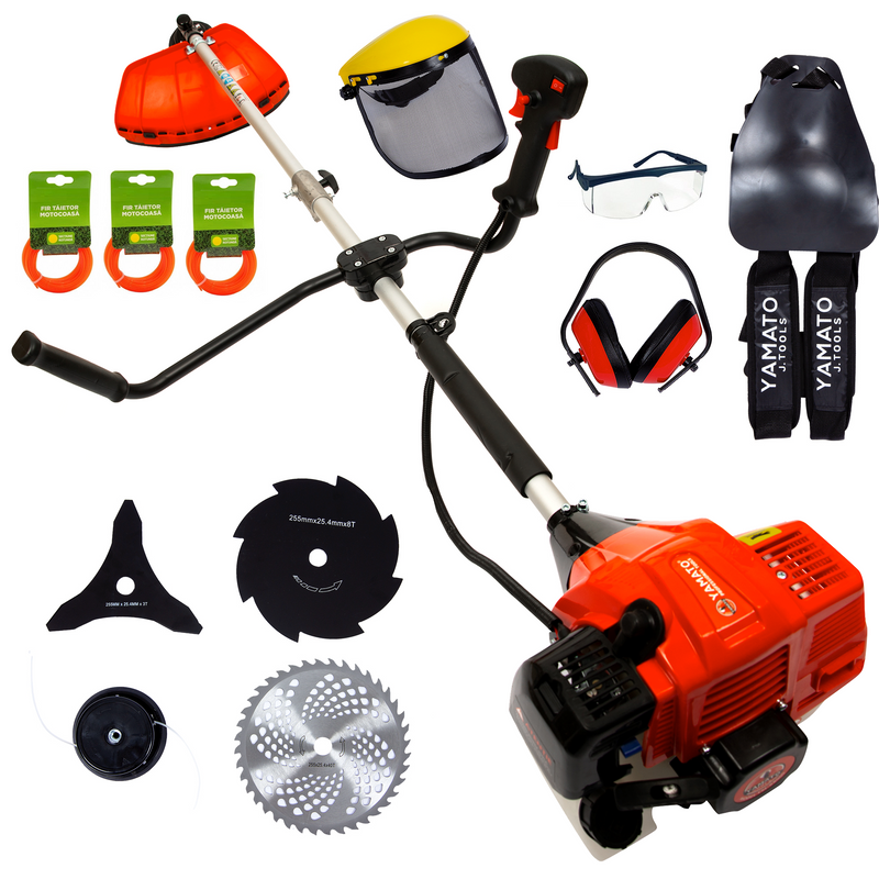 *PROMO* Motocoasa Pliabila Yamato®, 7CP, 52cc, 10.000 RPM, 12 Accesorii Incluse