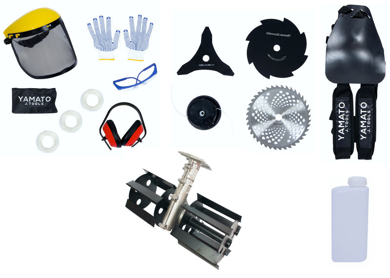 *SPRING-BuZZ* Set Motocoasa 7.2CP, YAMATO® WarpSpeed X8000, 10.000 RPM, + Prasitoare, 12 Accesorii Incluse, Vidia