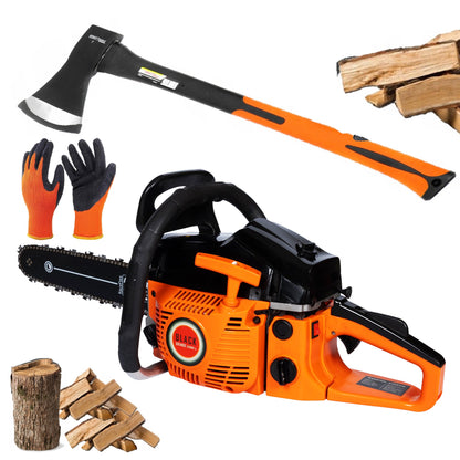 *PROMO* Drujba Benzina WOLFSTAR, 8Cp, 10000Rpm, Accesorii Incluse + Topor despicat lemne 2Kg Fibra Sticla