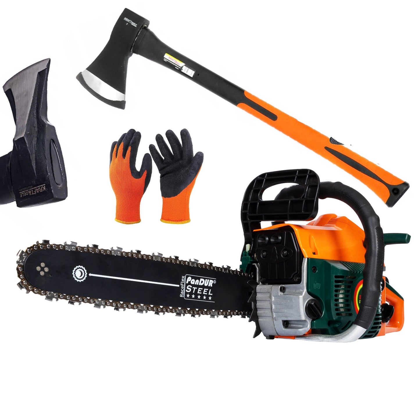 *PROMO* Drujba Benzina E-FERMIERUL, 7.5Cp, 10000Rpm, Accesorii Incluse + Topor despicat lemne 2Kg Fibra Sticla