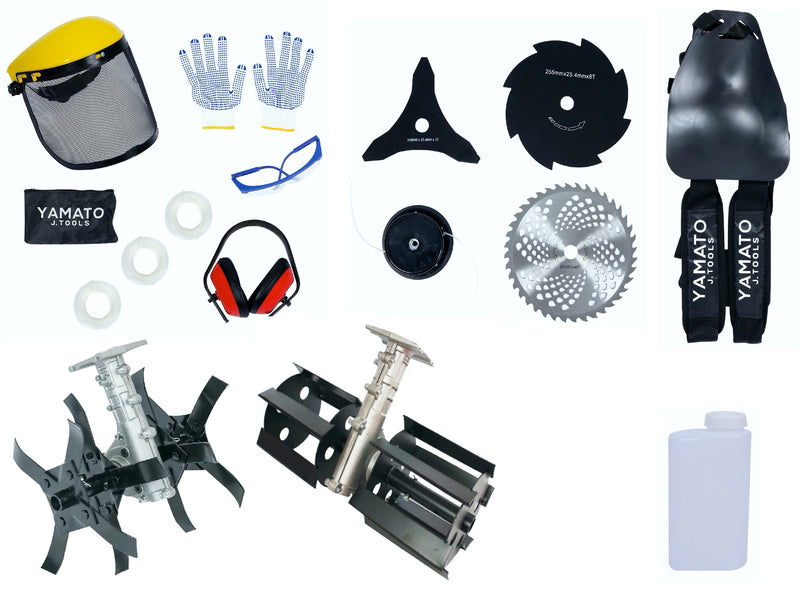 *BuZZ* Set Motocoasa 7.2CP YAMATO® WarpSpeed X8000, 10.000 RPM, + Cultivator, + Prasitoare, 12 Accesorii Incluse, Vidia