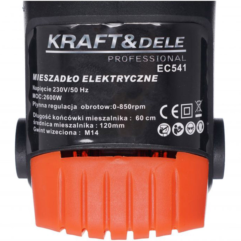 *PROMO* Amestecator mortar Kraft&Dele KD541, 2600W, 800RPM, 1 Paleta Inclusa