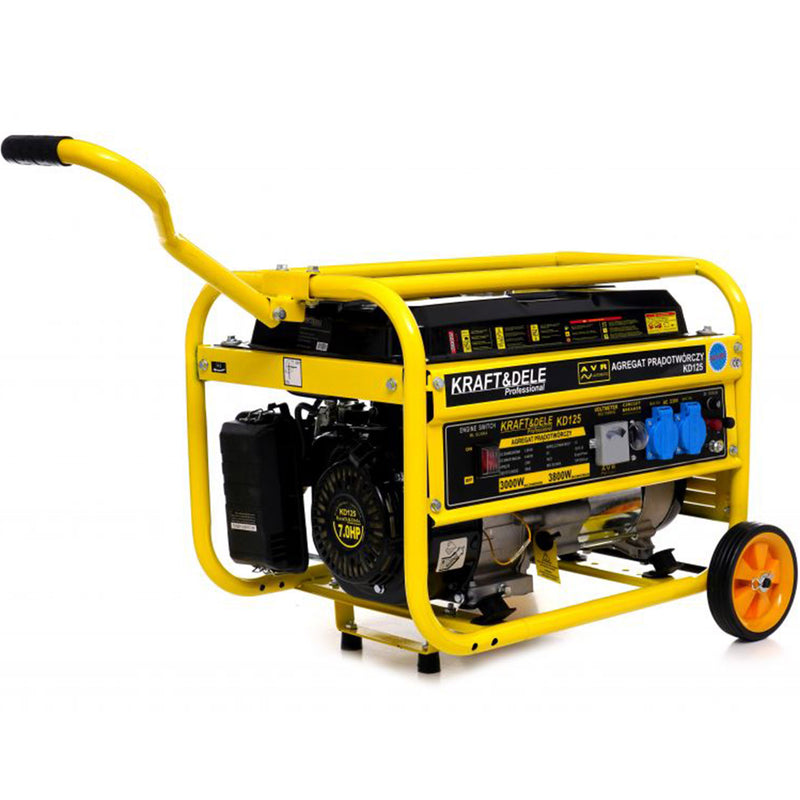 Generator curent Kraft&Dele KD125, 230V, 7CP, 4 timpi, stabilizator tensiune (AVR), roti transport