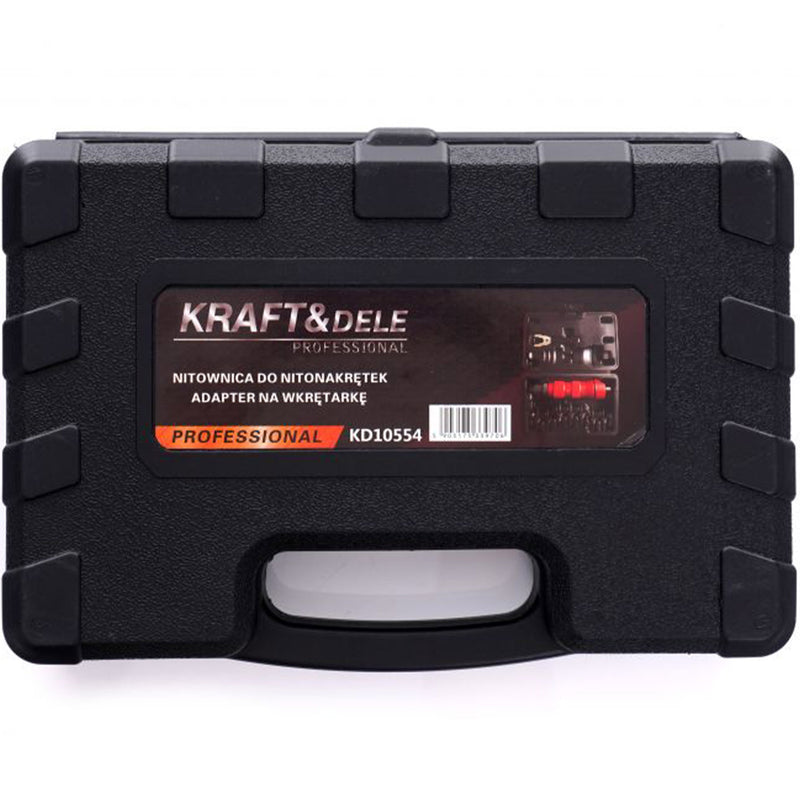 Pistol de nituit cu adaptor pentru surubelnita Kraft&Dele KD10554, 7 capete