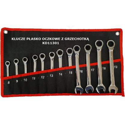 Set de chei combinate cu clicket, 12 piese, Kraft&Dele KD11301, 8-19MM