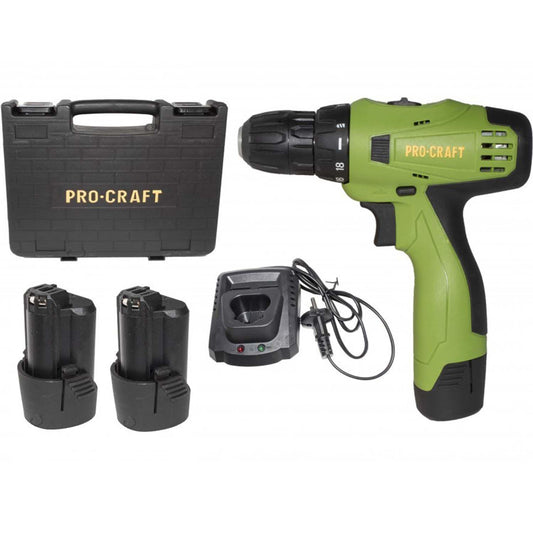 Masina de insurubat cu acumulator Procraft PA12PRO DFR, 12V/2A, 1350 RPM, mandrina 10 mm, 2 baterii