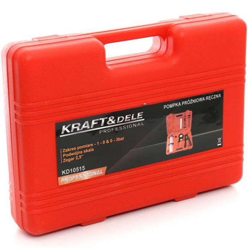 Trusa pompa de vaccum manuala Kraft&Dele KD10515, 0-3 bar, cu manometru