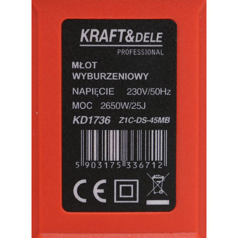 Ciocan Demolator Kraft&Dele KD1736, 2650W, 1500BPM
