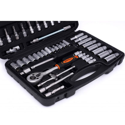 Trusa scule Kraft&Dele KD10834, 56 bucati, valiza de transport inclusa