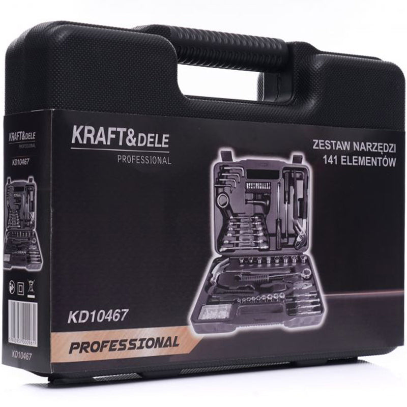 Trusa scule Kraft&Dele KD10467, 141 bucati, valiza de transport inclusa