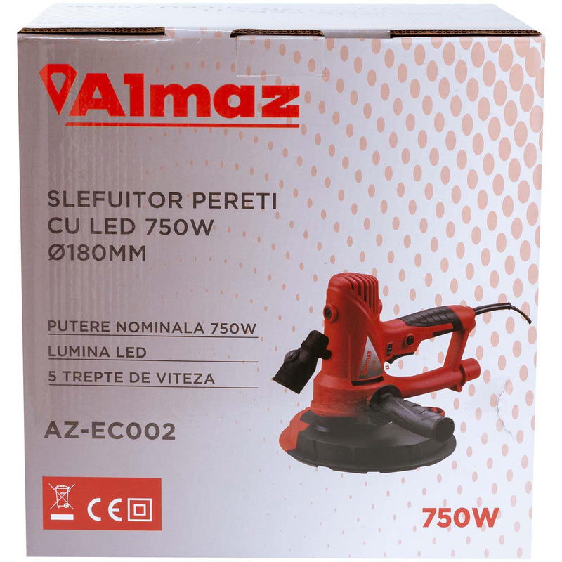 Slefuitor pereti cu aspirator Almaz AZ-EC002, 750W, 6 Discuri, iluminare LED