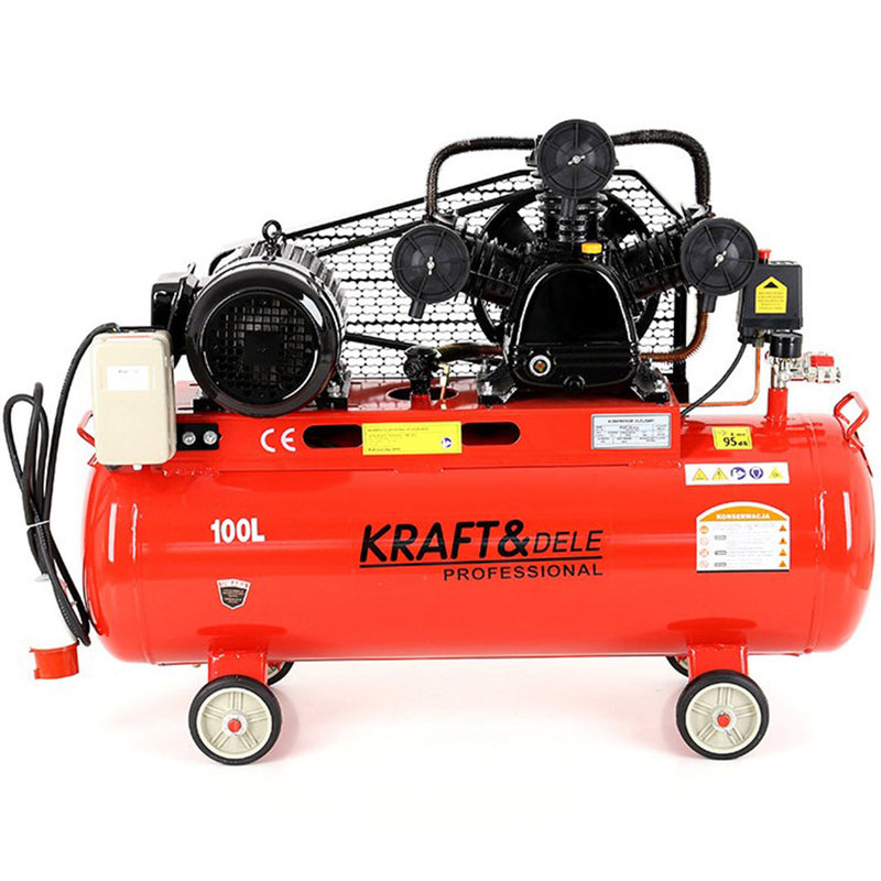 Compresor aer Kraft&Dele KD405, 100L, motor 4.1kW trifazat, 8Bar, 650/min, 3 pistoane