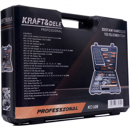 Trusa scule Kraft&Dele KD309 122 bucati, valiza de transport inclusa