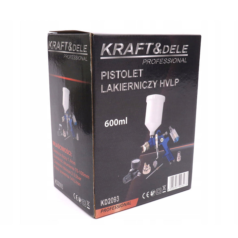 Pistol de vopsit pneumatic Kraft&Dele KD2093, Փ 1.7mm, 600ml
