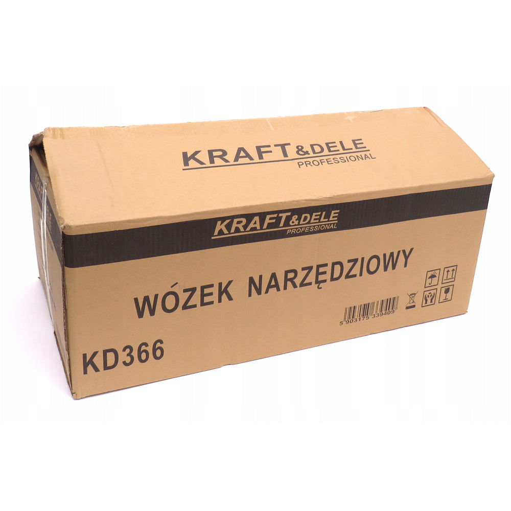 Stativ de scule de atelier cu roti Kraft&Dele KD366, 2 rafturi si sertar cu cheie