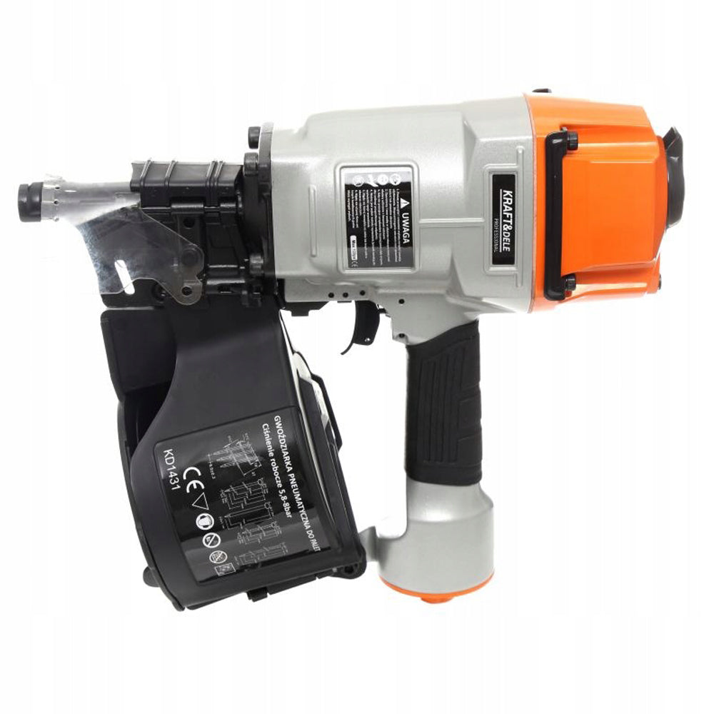 Pistol cuie pneumatic Kraft&Dele KD1431, diametru 2.5-3.3mm, cu tambur / rola