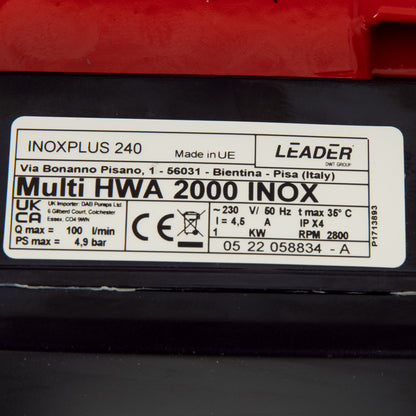 Pompa de suprafata Omnigena Multi HWA 2000 INOX, 230V, 1kW, 100l/min, H refulare 46m