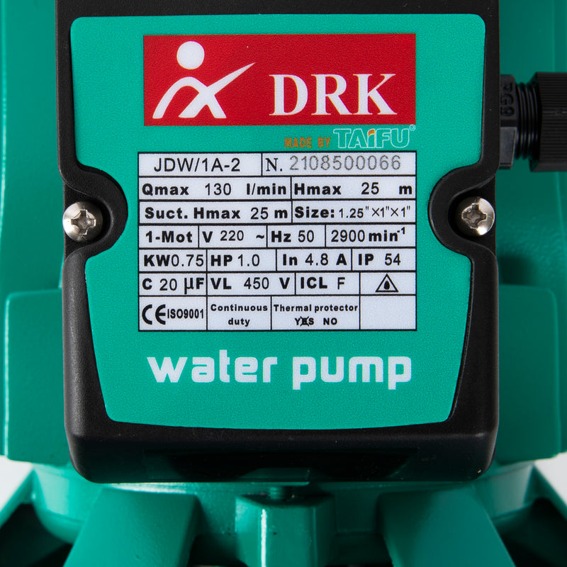 Pompa hidrofor DRK JDW/1A-2, 0.75kW, debit 130l/min, H refulare 25m, racord 1.25 toli, de suprafata