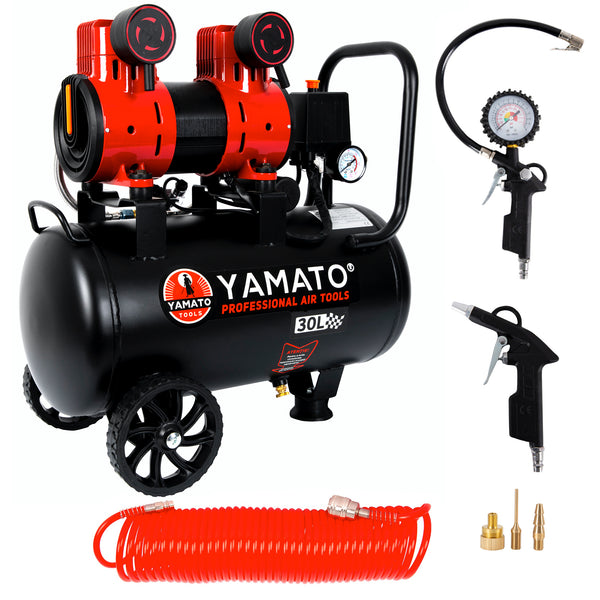 Kit Compresor aer fara ulei Yamato XCP-30S, 30L, 2Cp, 1500W + Set 6 accesorii