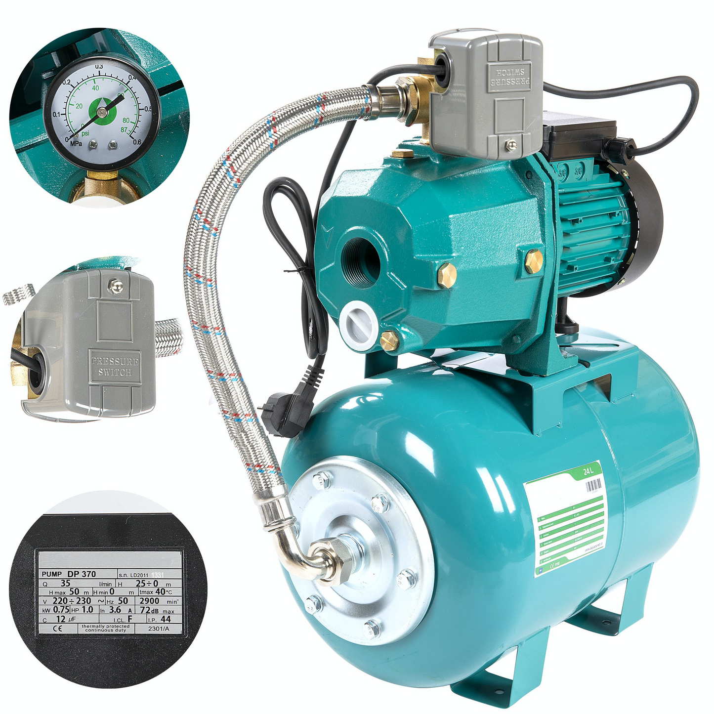 Hidrofor Liderman- Apc-DP370, 24L, 0.75 Kw, 35 l/min, H refulare 50m