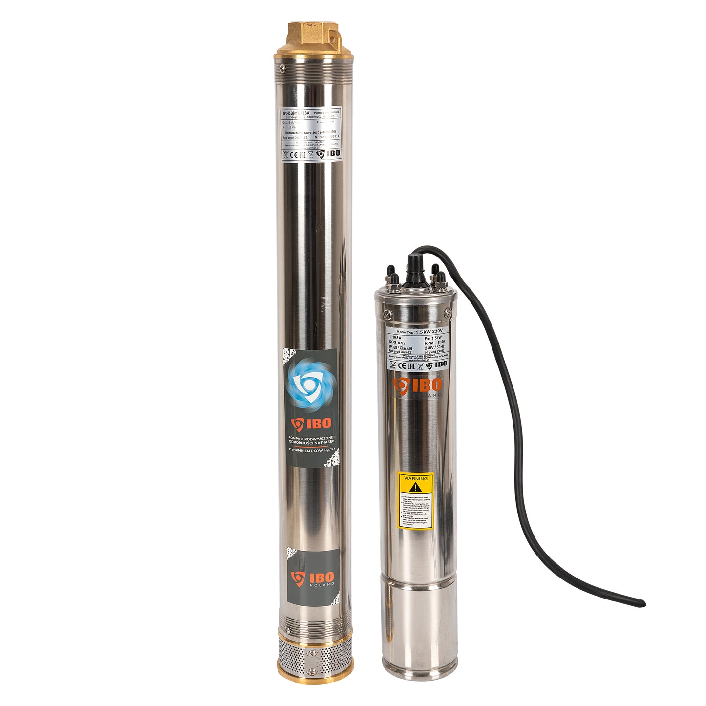 Pompa submersibila IBO Dambat 4SDM3/18, 1.5kW, debit 94l/min, H refulare 135m, racord 1½, rezistenta sporita la nisip