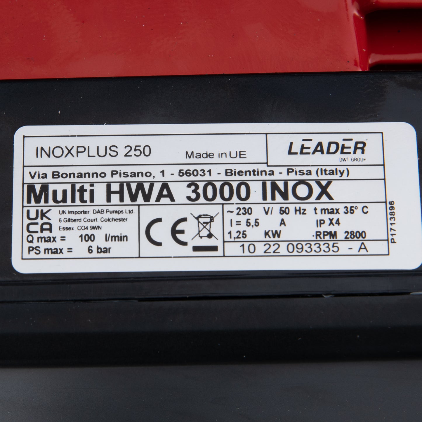 Pompa de suprafata Omnigena Multi HWA 3000 INOX, 230V, 1.25kW, 100l/min, H refulare 60m