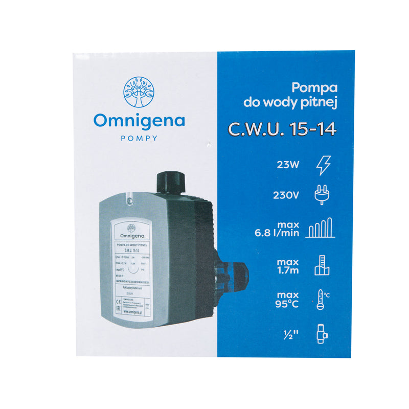 Pompa recirculare centrala Omnigena CWU 15-14, debit 6.8l/min, putere 23W