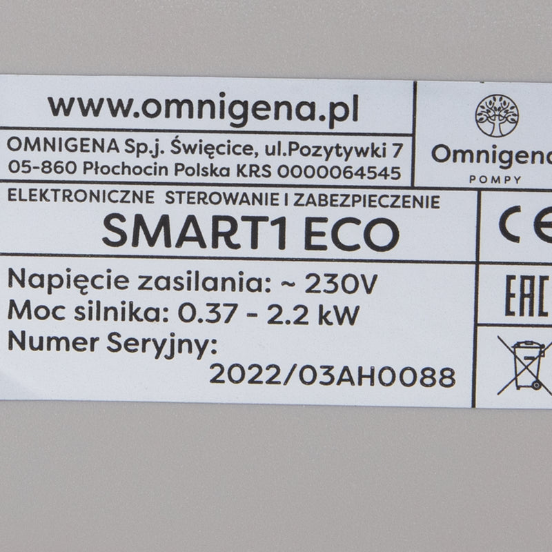 Panou comanda pompa apa profesional Omnigena SMART1 ECO, 0.37-2.2kW