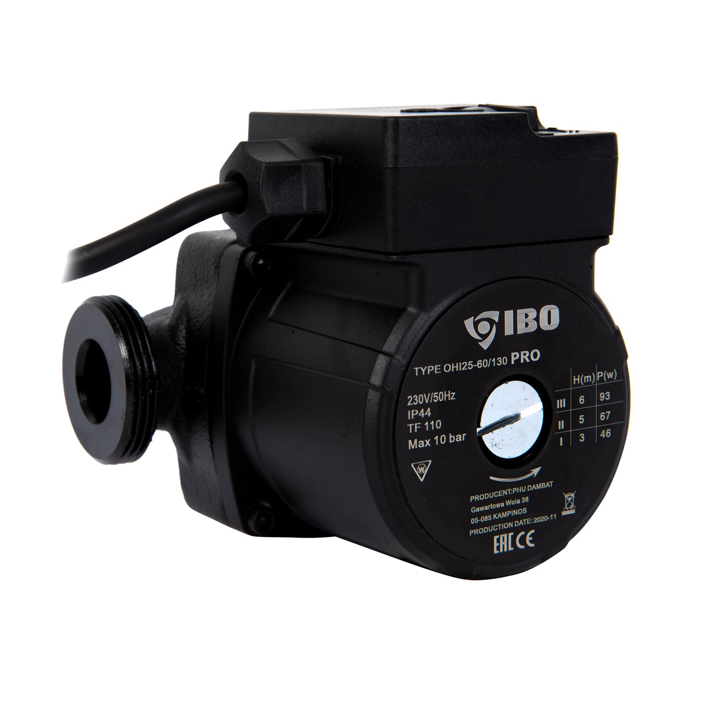Pompa recirculare centrala IBO Dambat OHI PRO 25-60/130, 55l/min, 93W