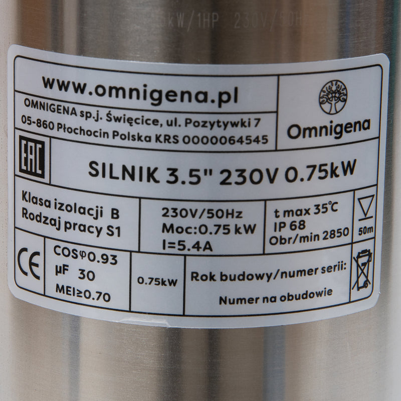 Pompa submersibila Omnigena 3,5SC3-16, 230V, 0.75W, debit 95l/min, H refulare 75m