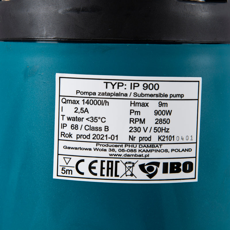 Pompa apa murdara IBO Dambat IP 900, 900W, 235 l/min, submersibila