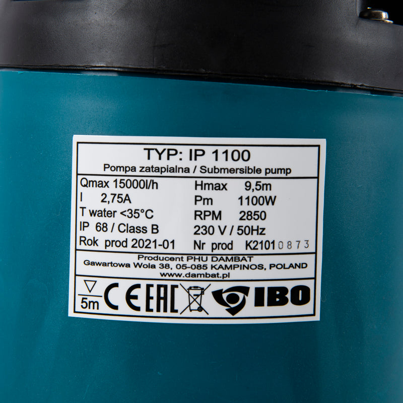 Pompa apa murdara IBO Dambat IP 1100, 1100W, 250 l/min, submersibila