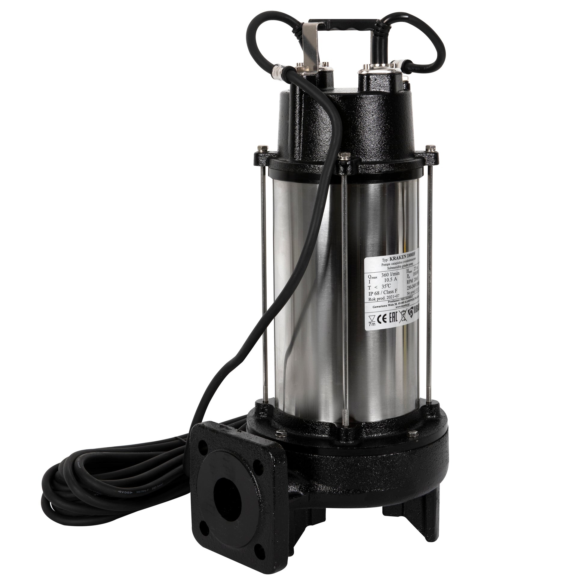 Pompa apa murdara cu tocator IBO Dambat KRAKEN 1800DF, 1800W, debit 350 l/min, H refulare 25m, submersibila