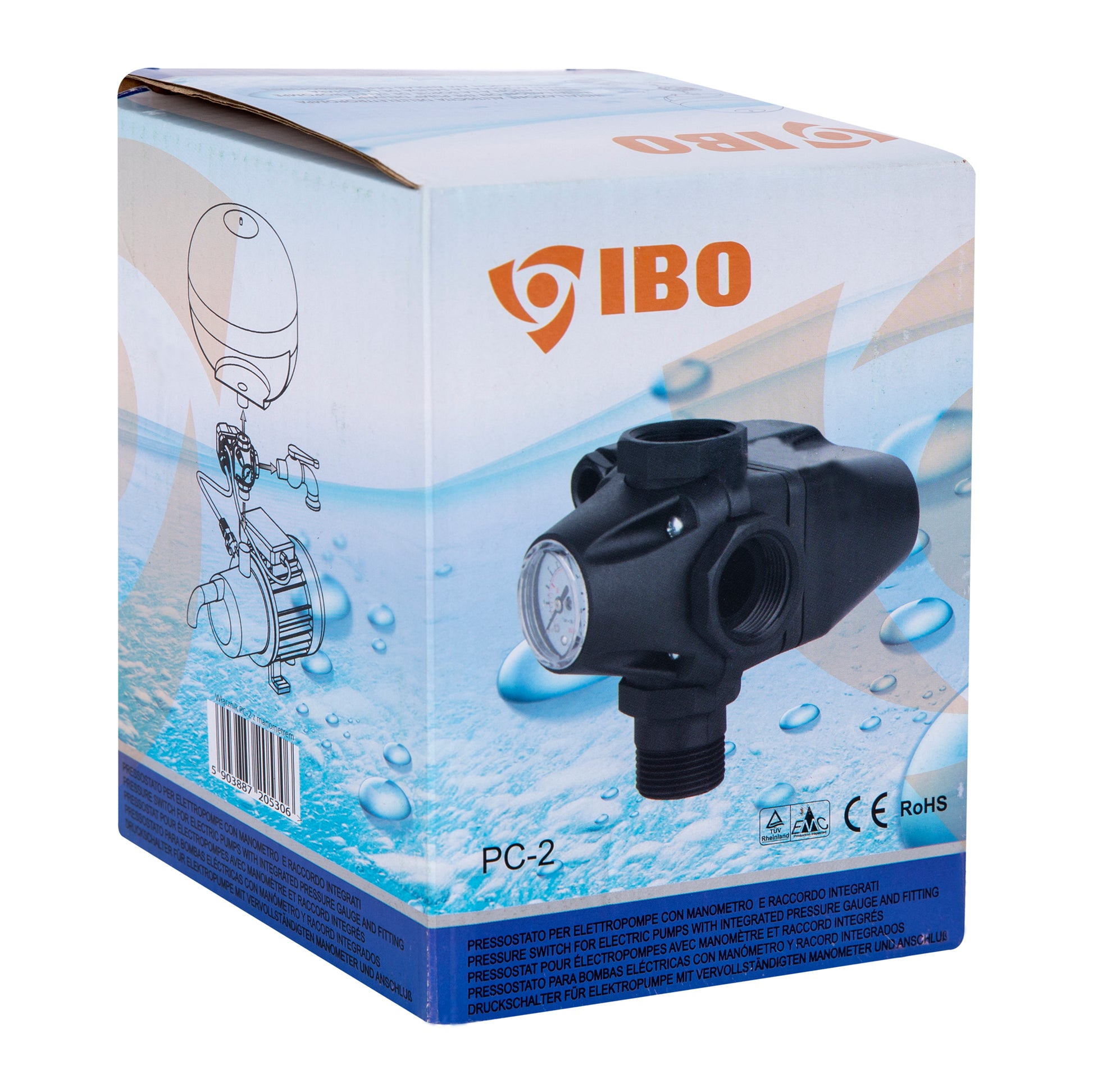 Presostat mecanic IBO Dambat PC-2, 1.6-4.6 bar, 1 tol