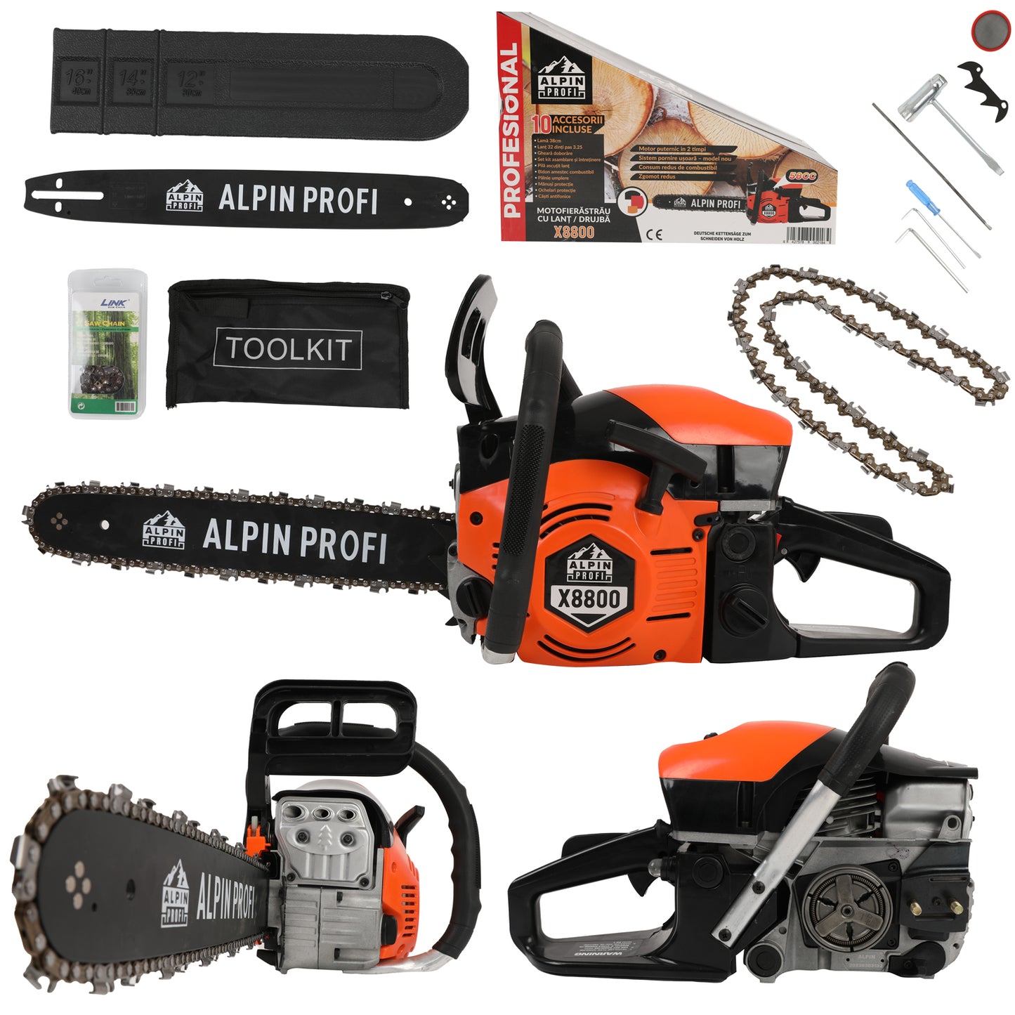 Drujba AP X8800, 6CP, 58CC, 10.000Rpm, Accesorii incluse ( PRODUS RESIGILAT )