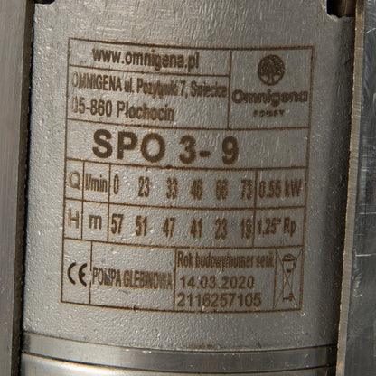 Pompa submersibila Omnigena 4SPO 3- 9, 230V, 0.55W, debit 73l/min, H refulare 57m