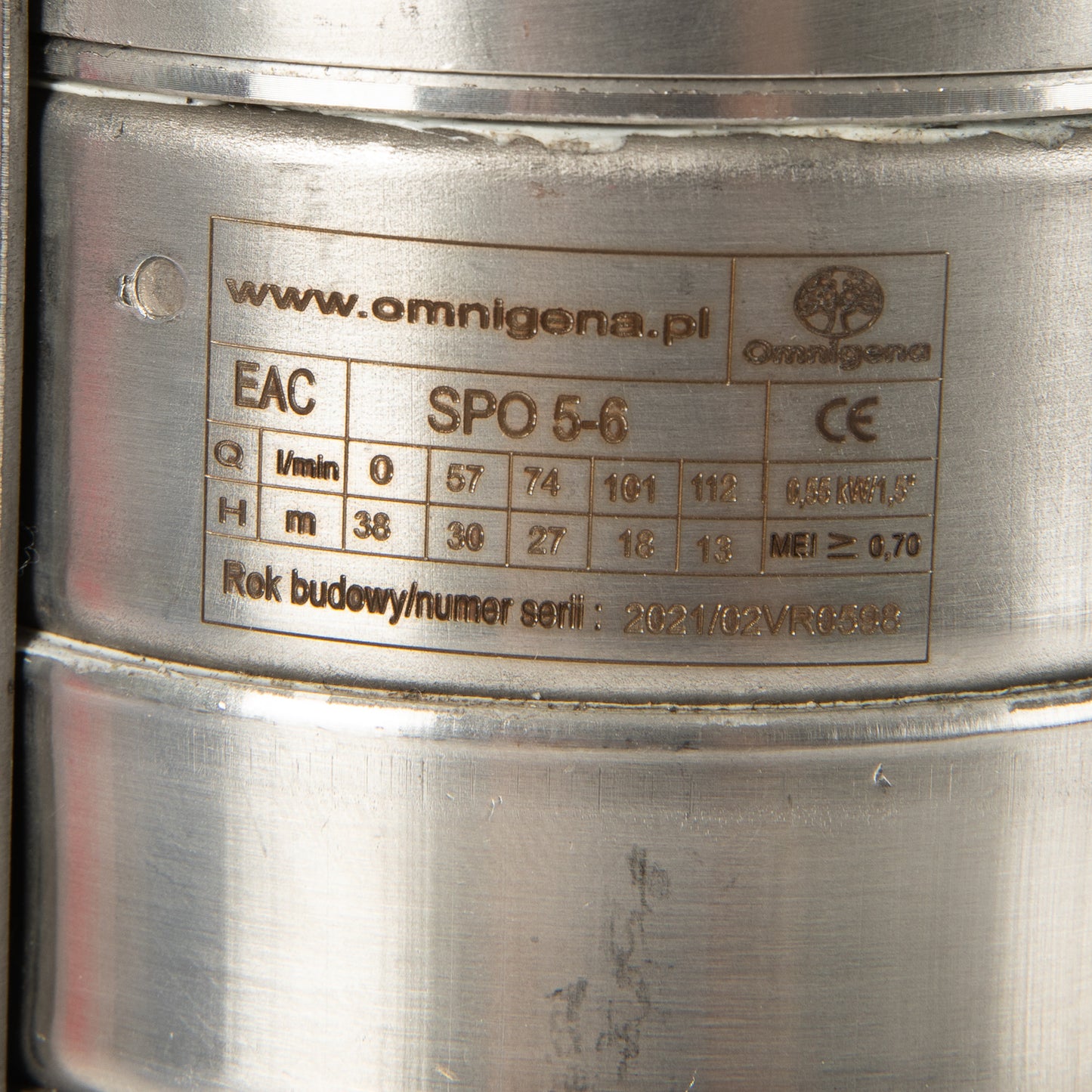 Pompa submersibila Omnigena 4SPO 5- 6, 230V, 0.55W, debit 111l/min, H refulare 38m