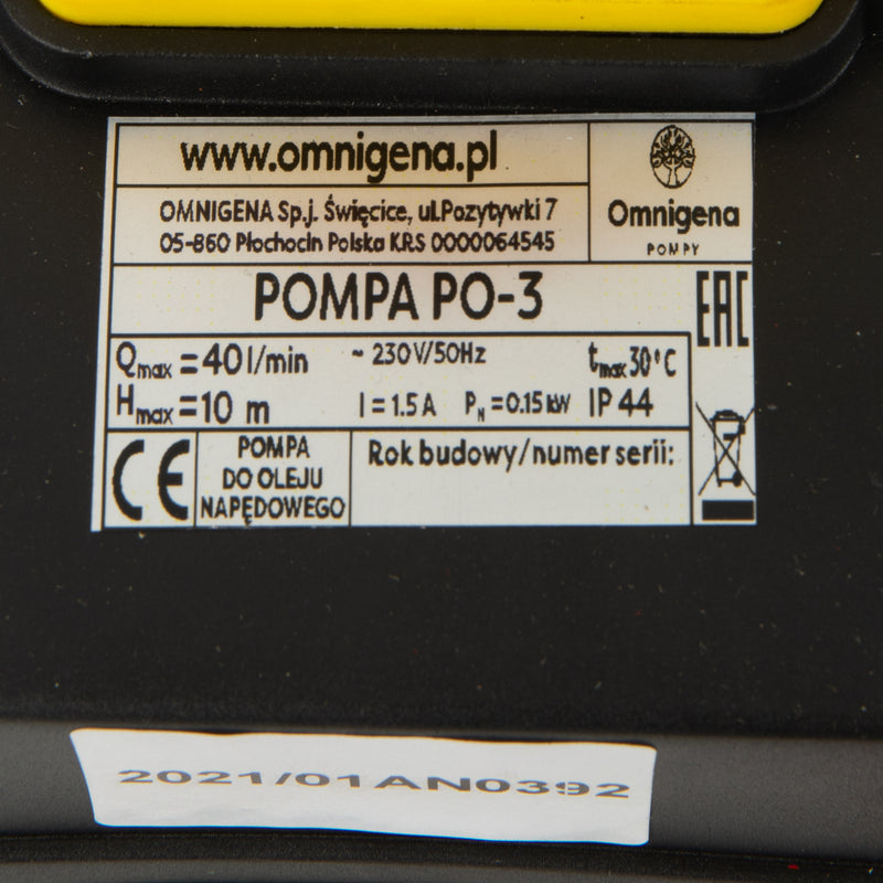 Pompa transfer motorina Omnigena PO-3, 150W, 40l/min, pentru combustibili