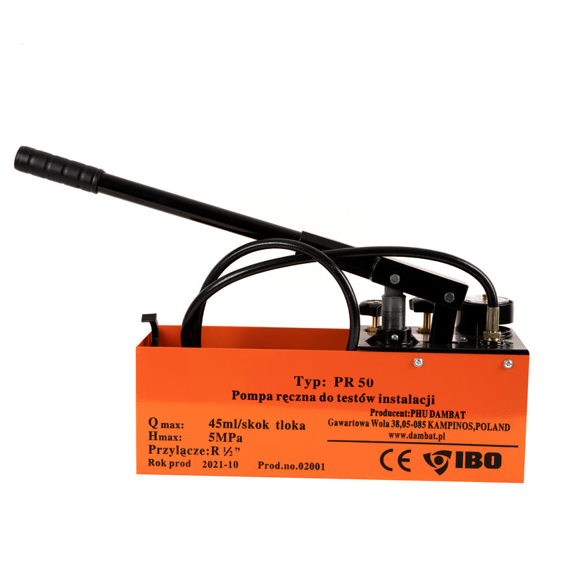 Pompa pentru testarea presiunii in instalatii IBO Dambat PR-50, 45 ml/cursa