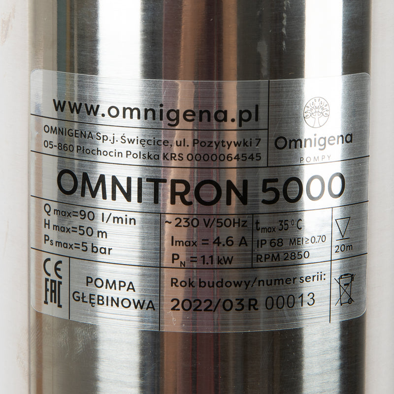 Pompa submersibila Omnigena OMNITRON 5000, 230V, 1.1kW, debit 90l/min, H refulare 50m