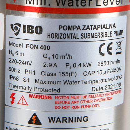 Pompa piscina IBO Dambat FON 400, 0.4 kW, 19800l/ora, refulare 10 m