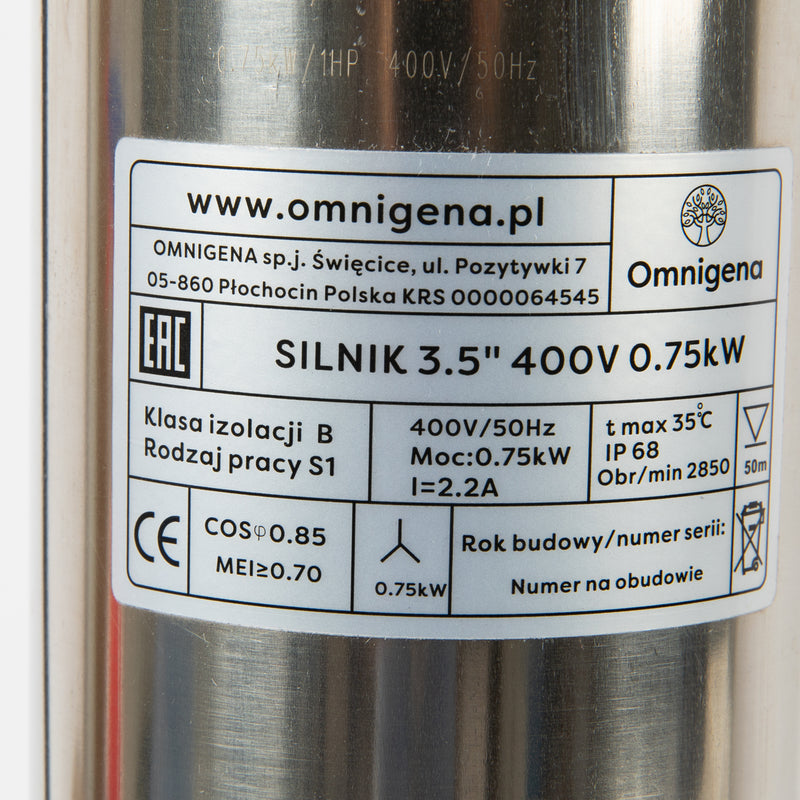 Pompa submersibila Omnigena 3,5SC3-16, 400V, 0.75W, debit 95l/min, H refulare 75m