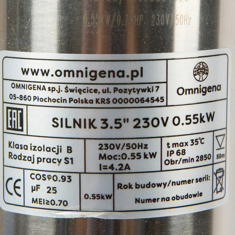 Pompa submersibila Omnigena 3,5SC2-12, 230V, 0.55W, debit 70l/min, H refulare 70m