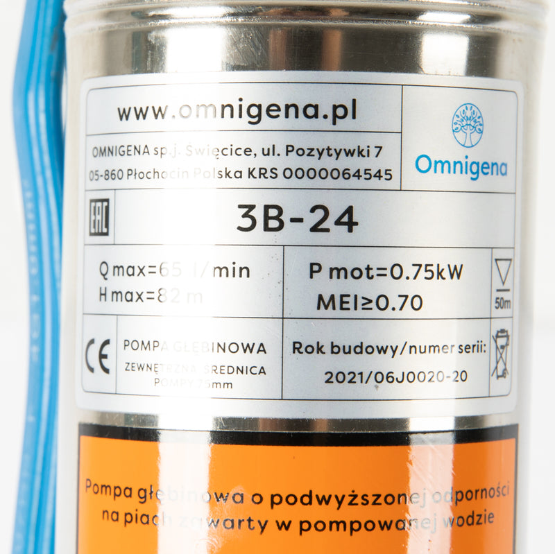 Pompa submersibila Omnigena 3B24, 400V, 0.75W, debit 65l/min, H refulare 82m